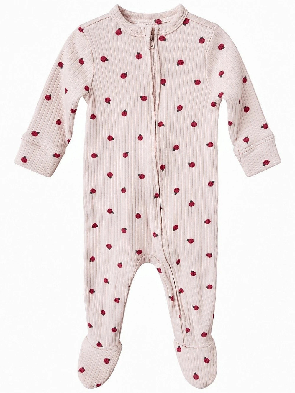 Rabbit + Bear Pink Ladybug Ribbed Footed Sleeper 6-9M